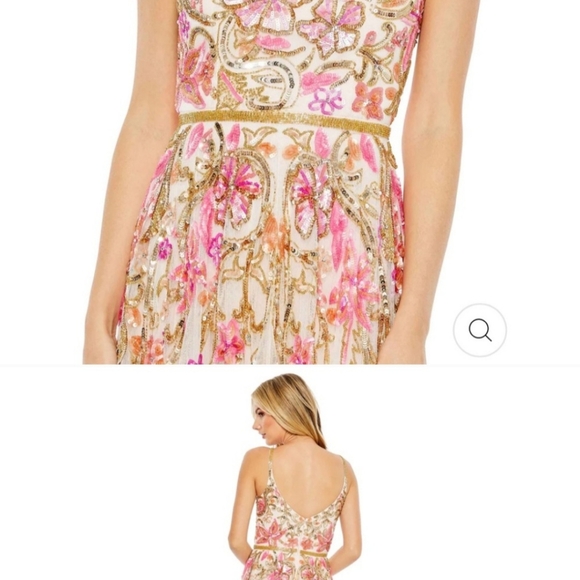 Mac Duggal V NECK FLORAL sequin / beaded GOWN, Size 4, Oyster Multi, #5671 - Picture 2 of 3